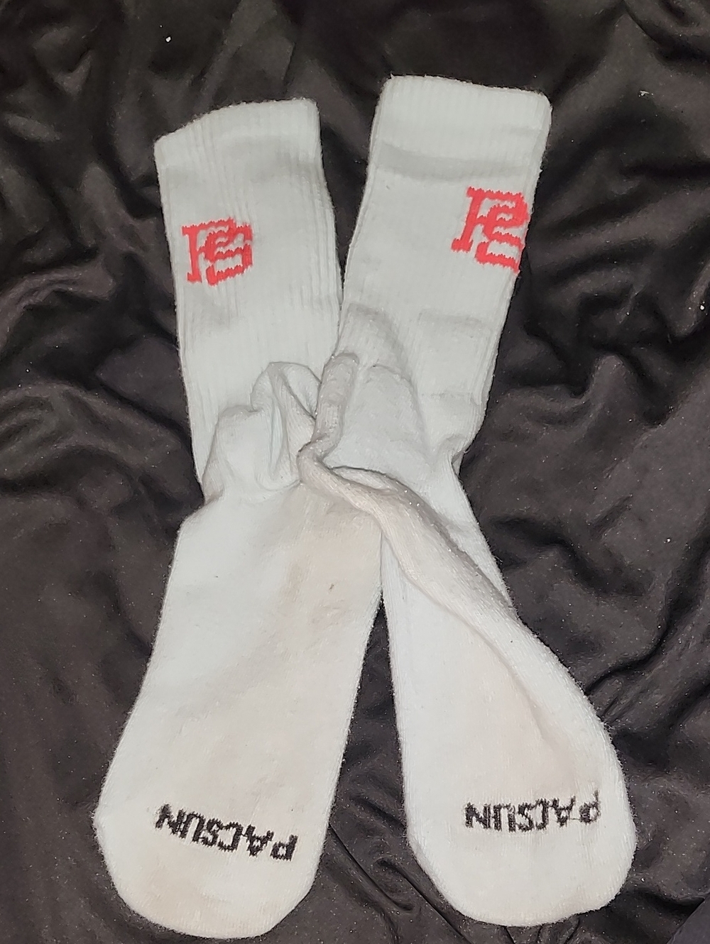 PacSun White Crew Socks with Coral Logo